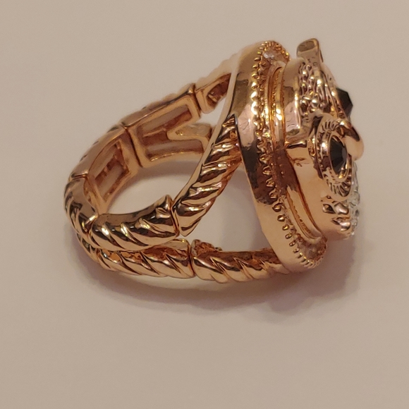 NWOT Rose Goldtone Owl Ring w/ 18mm Snap sz 8-10.5 - Picture 4 of 4